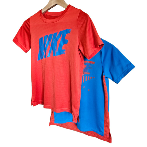 2 PACK! Nike DriFit Quick Dry TShirts Red Blue Boy's Size Medium - Picture 2 of 12